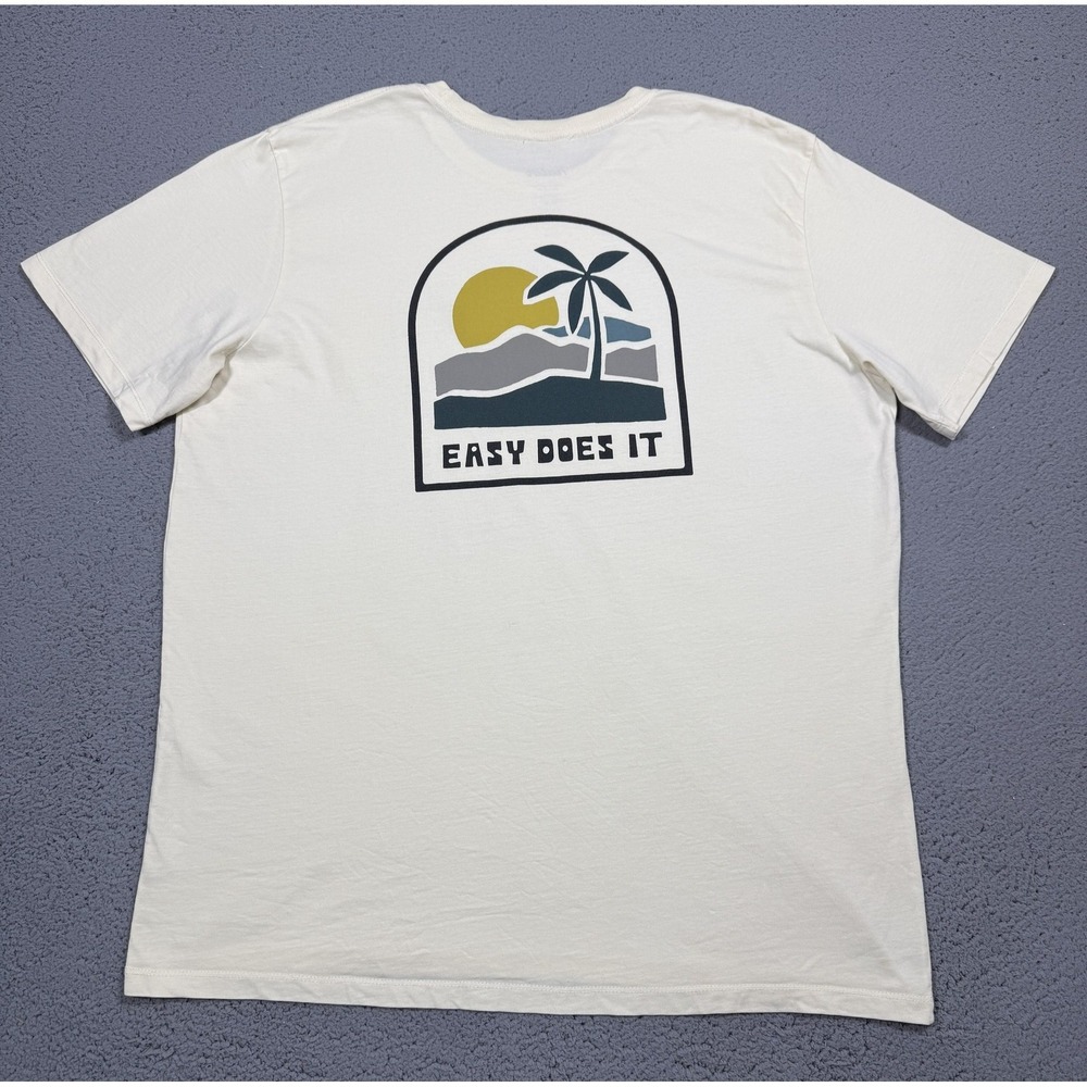 Katin Shirt Mens XL White Easy Does It Beach Graphic Tagless Tee Cotton